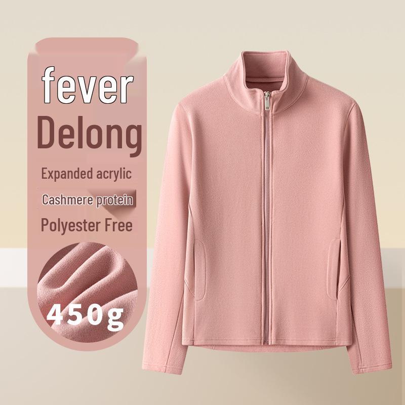 Clearance: German Fleece Velvet-Lined Stand Collar Jacket, 450g, Warm for Autumn/Winter