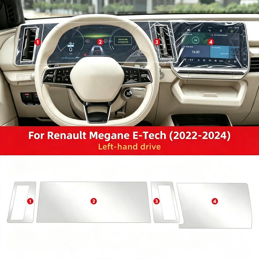 Transparent TPU Protective Film For Renault Megane E-Tech 2022-2024 Car Interior Instrument Navigation Screen Anti-scratch FilmGood product