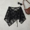 Transparent Lace Irregular Underskirt Slips Flower Mesh Underskirt Slips Dress  Summer