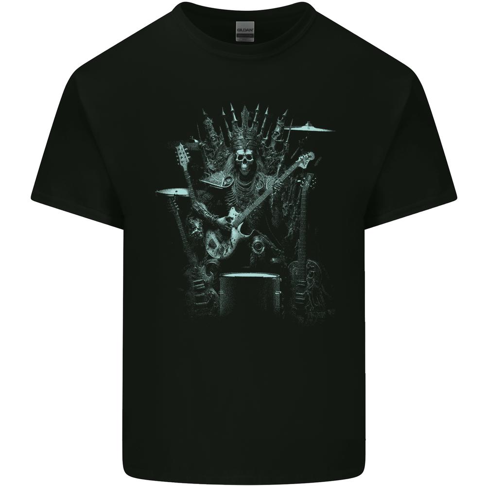 Heavy Metal Throne Skull Rock Music Guitar Unisexs Cotton TShirt Tee Top S