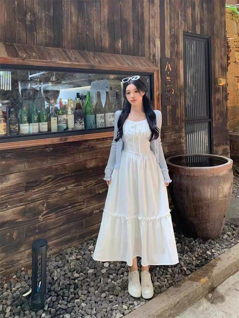 2026 White 'First Love' Sweet Spaghetti Strap Beach Vacation Dress
