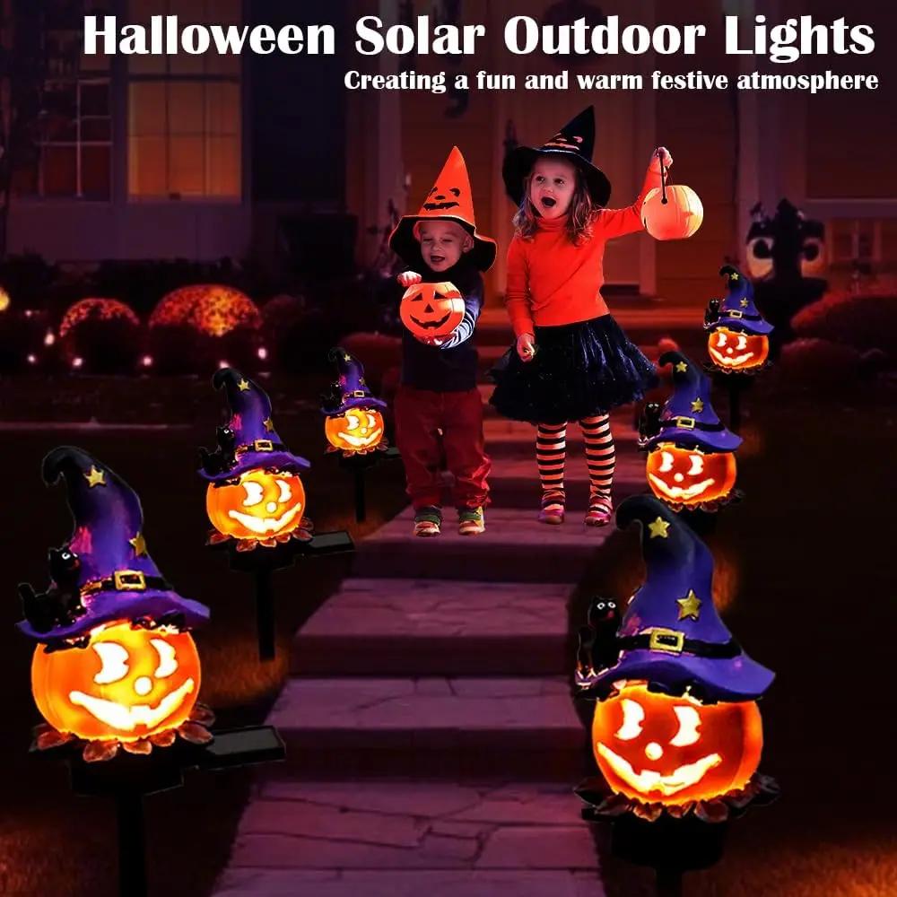 Outdoor Solar Pumpkin Ghost Pile Lamp Waterproof Halloween Decoration Weird Garden Courtyard Dusk to Dawn Terror Passage