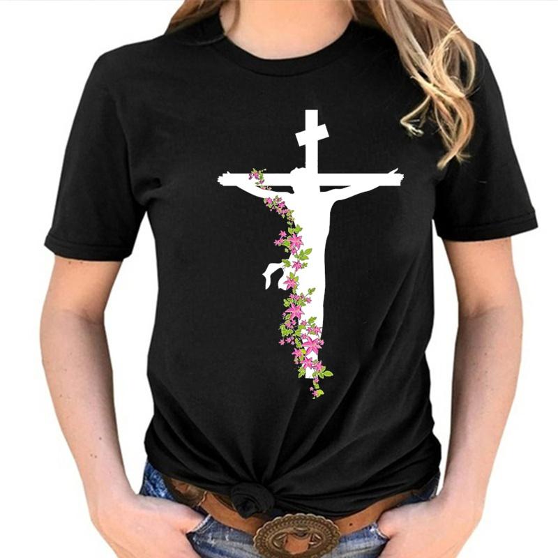 ZIMOXUAN T-Shirt mit Aufdruck „Cross Faith“ für Damen, grafische T-Shirts, christliche Shirts für religiöse Geschenke, lässig, kurzärmelig, mit Buchstabendruck, für den Sommer, süße grafische T-Shirts