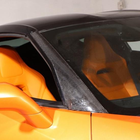 Carbon Fiber Exterior A-Pillar Panel Trim Whield Kit For Corvette C7 2014-19