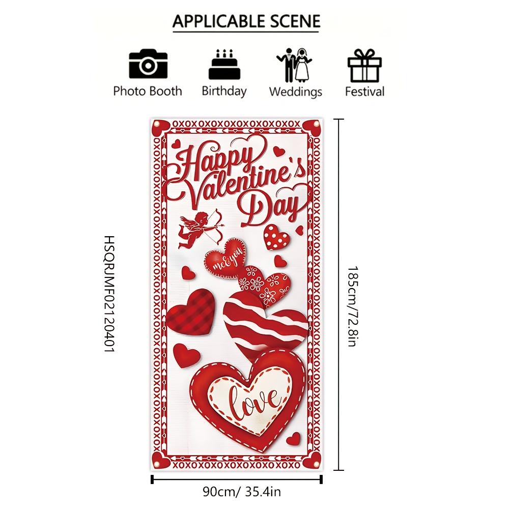 

Valentines Day Door Cover Banner Valentine Door Decorations Love Heart Cupid Party Supplies Holiday Hanging Supplies Wall Decor 180x90cm