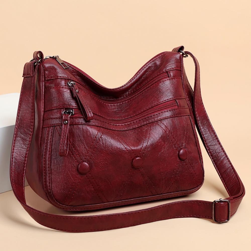 Damskie torby typu crossbody moda PU skórzane wielowarstwowe torby listonoszki dla matki na co dzień jednokolorowe damskie torby na ramię torebki