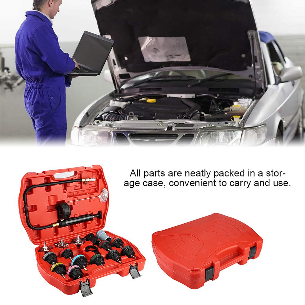 18pcs Universal Car Water Tank Leak Tester Cooling System Detector Tool Kit