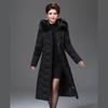 Giacca In Cotone Piumino con Cappuccio e Collo in Pelliccia Abbigliamento Invernale da Donna Mamma di Mezza Età Cappotto Medio-Lungo Imbottito Caldo