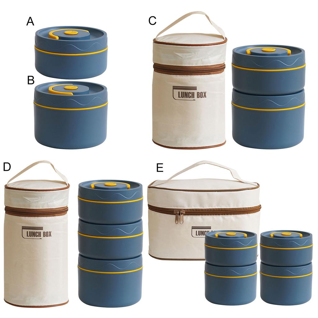 Portable 304 stainless steel insulated lunch box leakproof sealed bucket student lunch box multi layer Round bento box