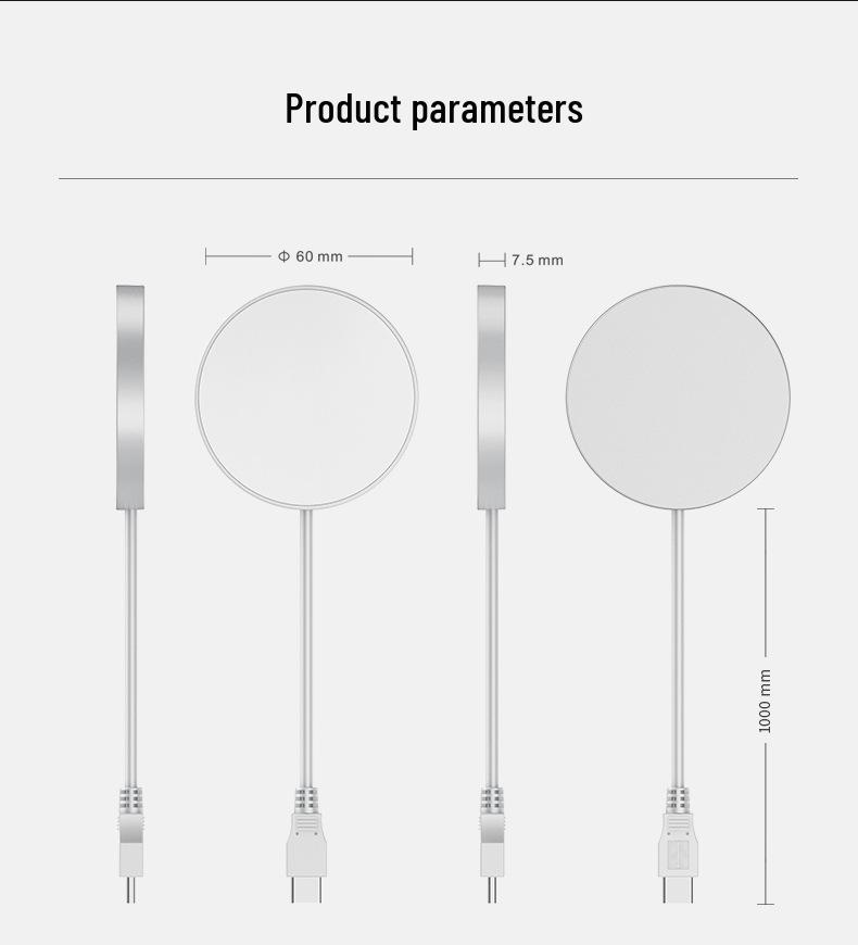 Aluminum Alloy 15W Ultra-Thin Magnetic Wireless Charger, QI Fast Charging Compatible