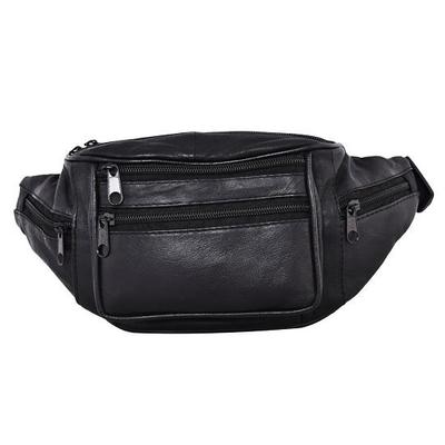 Noora Black Leather Stylish & Fashionable Money Waist Bag For Unisex