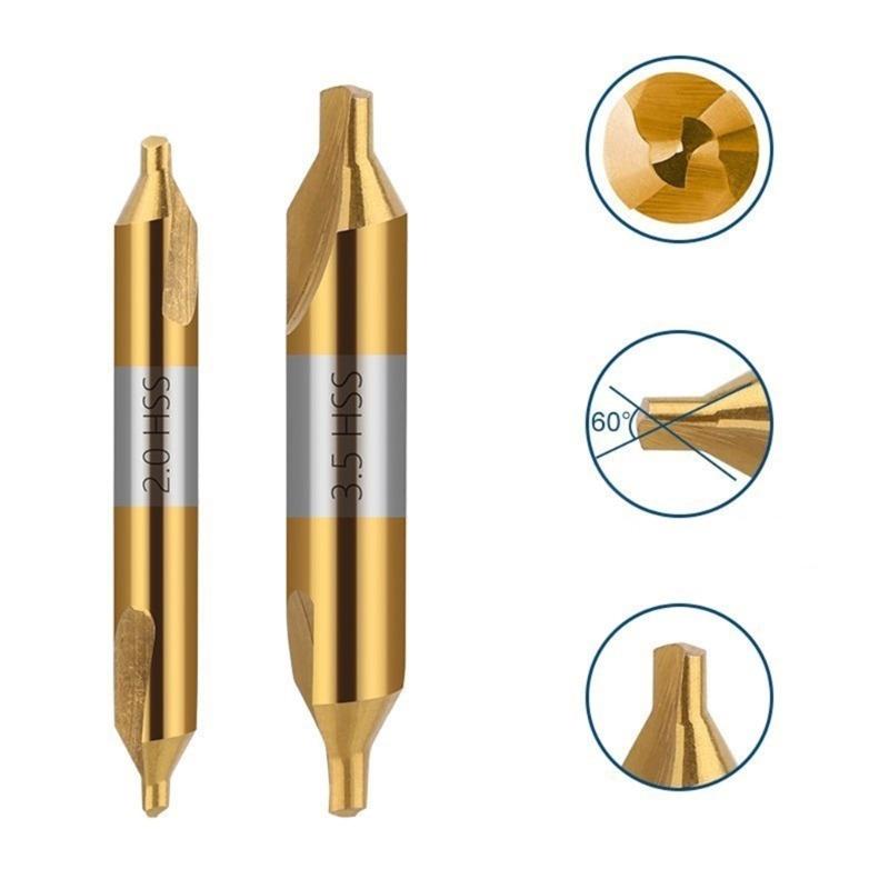 7Pcs Center Drill Bits Set Angle Center Drill Bits High Speed Steel Center Drill Bits Kit for Lathe Metalworking