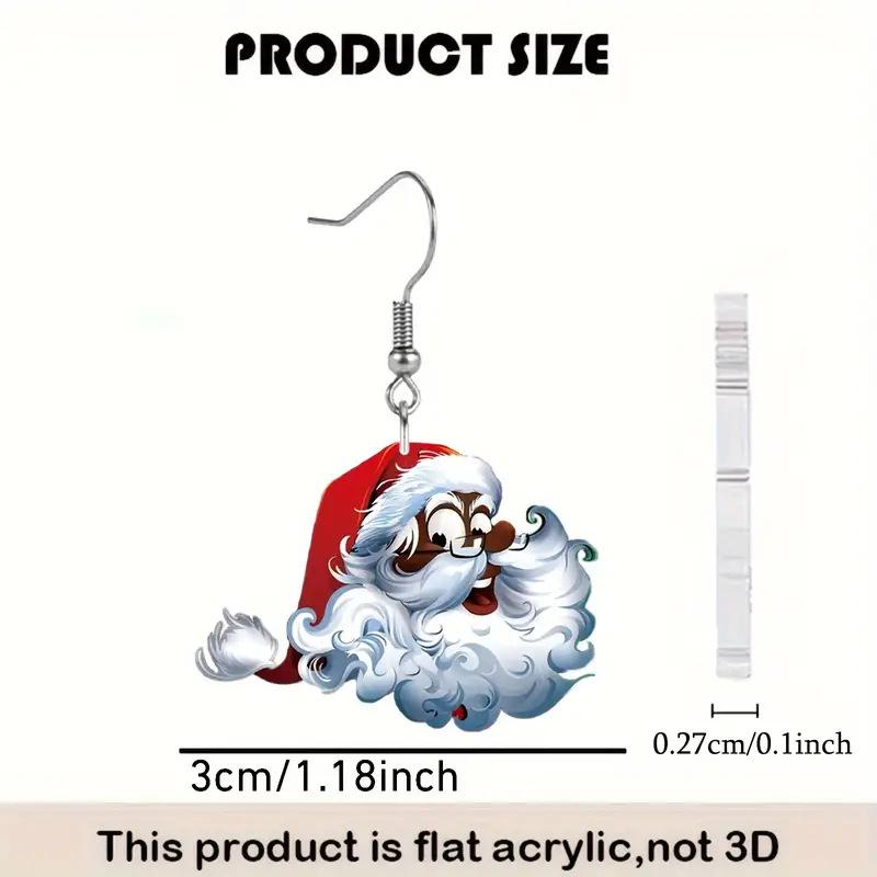 Cross-border New Cartoon Santa Claus Earrings Flat Acrylic Personality Funny Santa Hat Claus Earrings