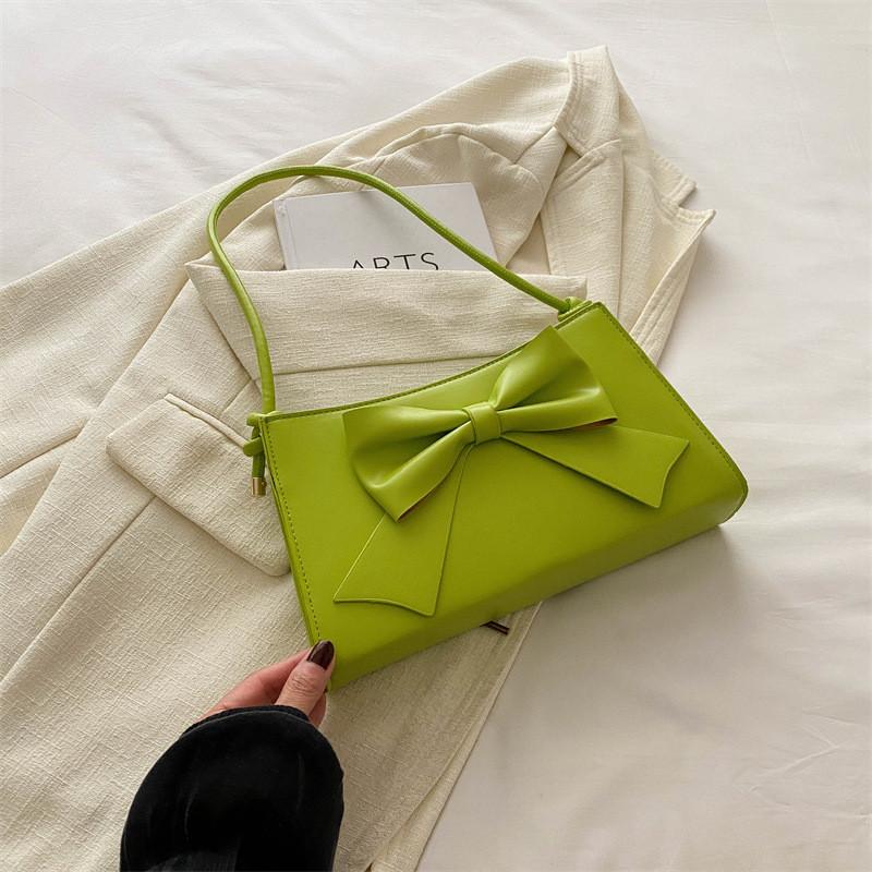 Sophisticated Bowknot Handbag For Women 2024 Summer Street Style Medium Crossbody Bag In Pu Leather