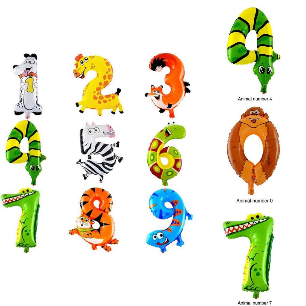 Premium Self Inflating 16 Inch Foil Number Balloon Happy Birthday Large Animal Design