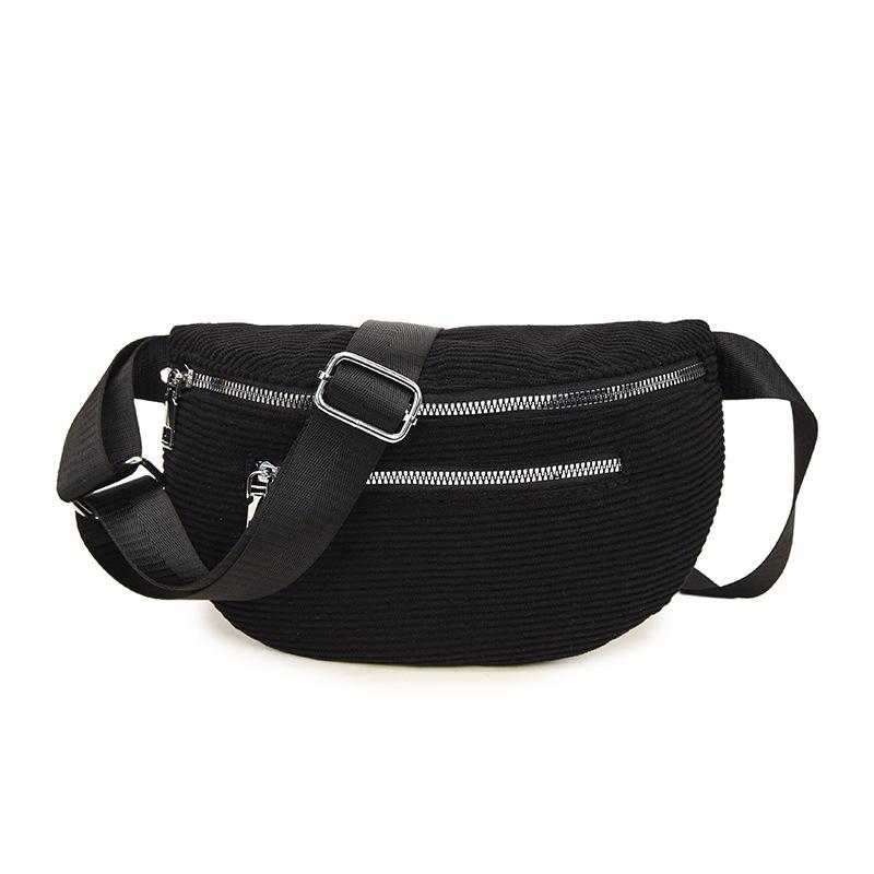 Trendy Women's Bags, Street Trend Corduroy Fanny Packs, Simple Casual Breast Bags, Large-capacity Shoulder Messenger Bags