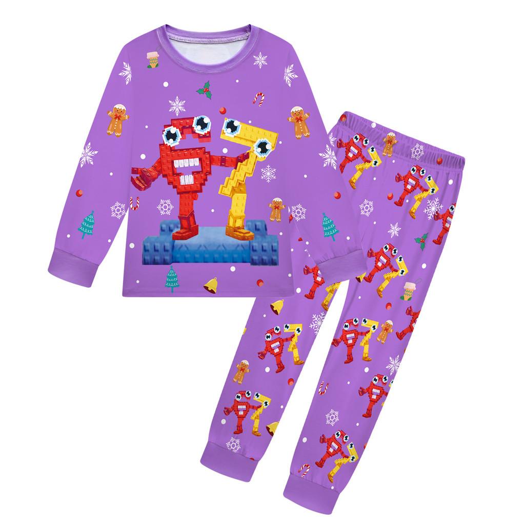 19703 Kinder Jungen Mädchen Steal a Brainrot 67 Six Seven Print Langarm T-Shirt Hose Pyjama Nachtwäsche Sets
