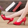 Fashion New Women High Heels Patent Leather Pumps Dress Shoes Shallow Slip On Round Toe Female Sweet Wedding Party Fashion Shoes Ladies