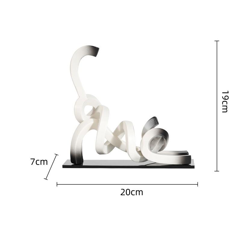 Cartoon Cat Resin Handicrafts Abstract Line Cat Stretching Poster Ornament Decorative Figurines Home Decoration Accessories