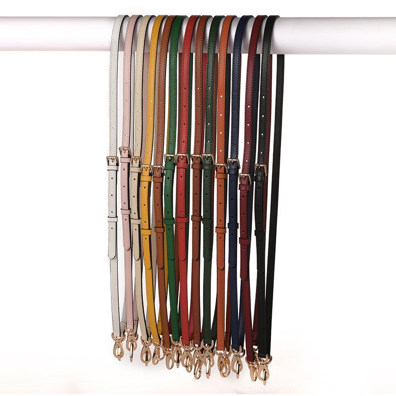 Adjustable Genuine Leather Crossbody Bag Strap - Thin Plain Weave for Women