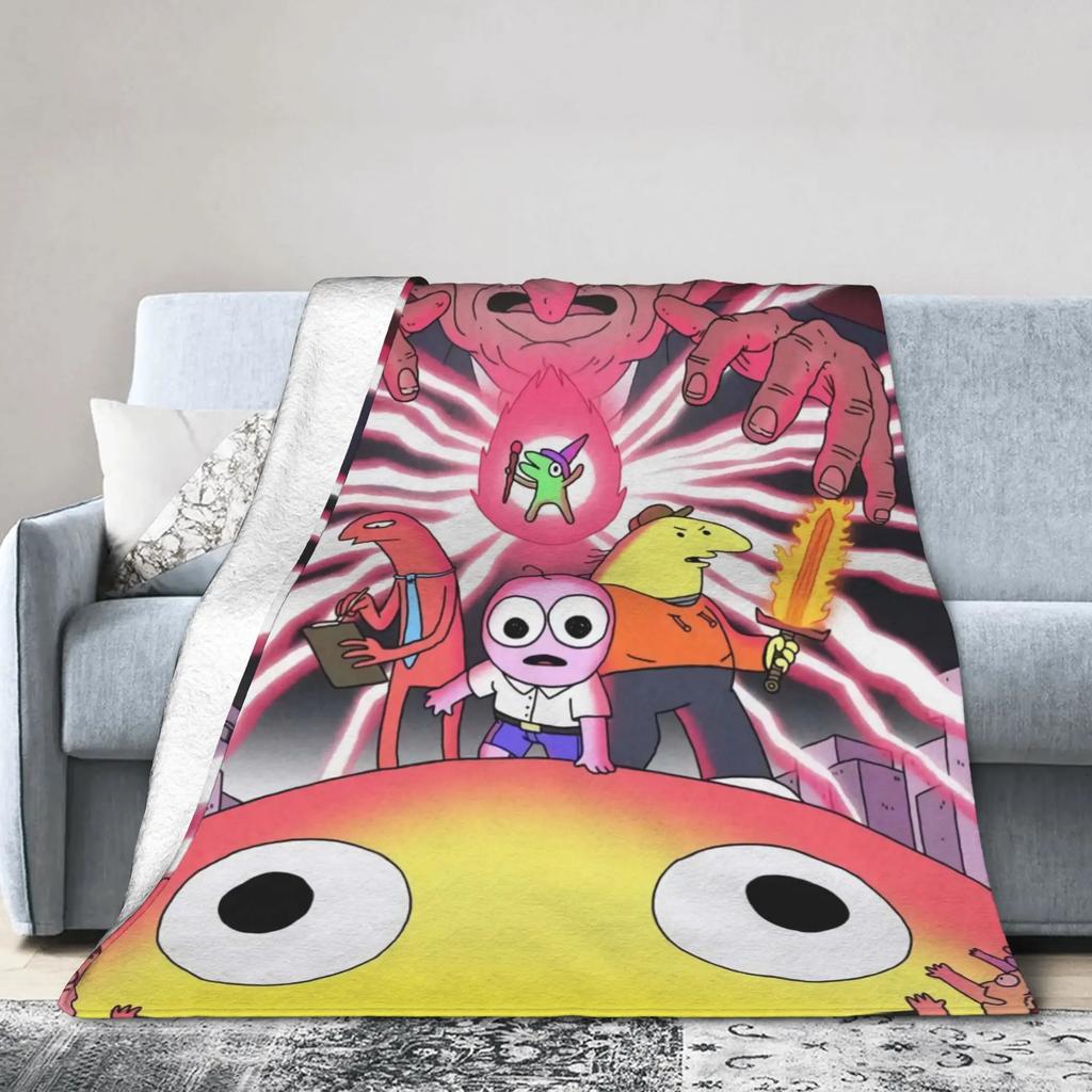 Smiling Friends Cartoon Plüschdecke Weiche Flanell-Bettwäsche Überwurf für Kinder Außenbereich Warm Individuell DIY Geschenkidee