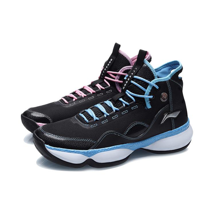 Li Ning Cushioning Abrasion Resistant Coverage Support Impact Resistant High top Basketball Shoes Men's Blue Pink ABPR005-4