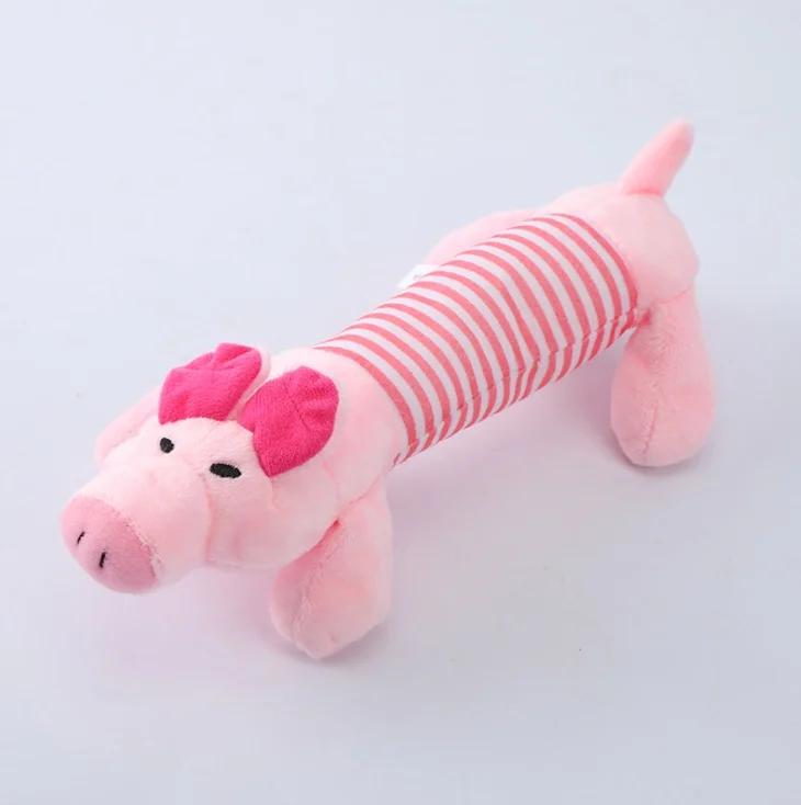 Cute Pet Dog Cat Plush Squeak Sound Dog Toys Funny Fleece Durability Chew Molar Toy Fit for All Pets Elephant Duck Pig