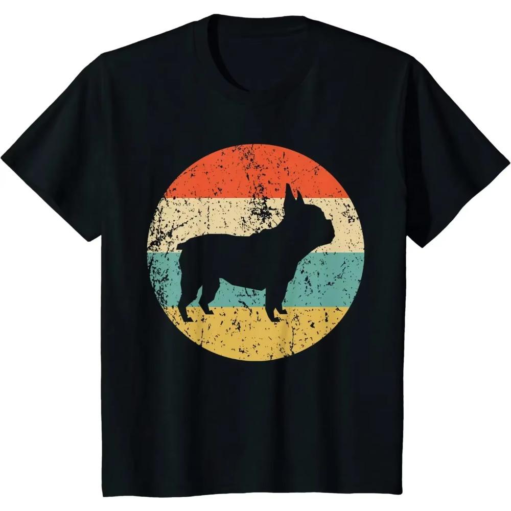 

Футболка Французский бульдог Ретро Футболка с собакой Французский бульдог Мужская одежда Графические футболки Повседневные Хлопковые Ежедневные Футболки на Четыре сезона XXXXXL чёрный