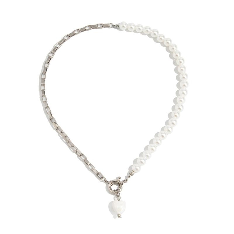 Asymmetric Square Crosses Chain Chokers Necklace With Ceramic And Alloy Lightweight Layering Design Clavicle Chain For Women 1