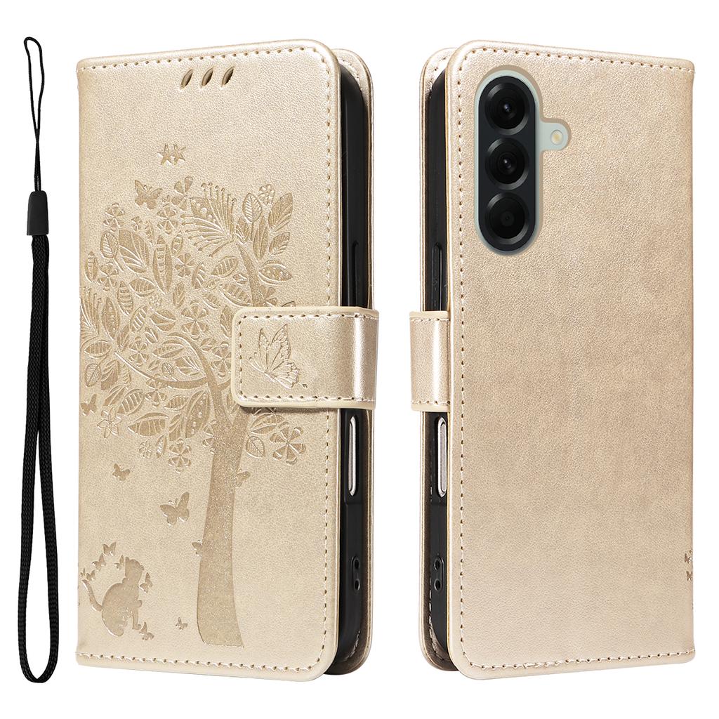 For Samsung Galaxy A57 5G Phone Case with Stand Cat Tree Pattern Leather Wallet Mobile Cover