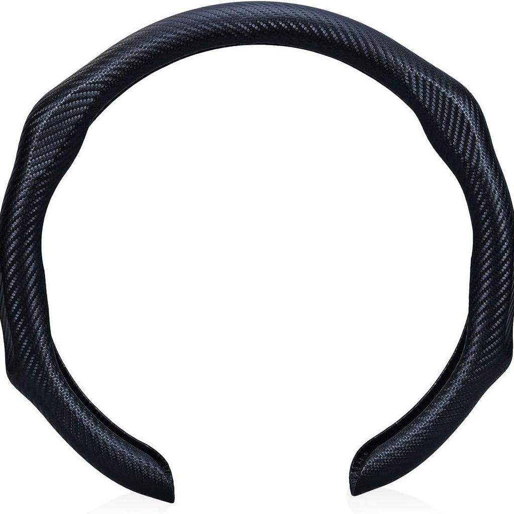 Carbon Fiber Pattern Anti-Slip Leather Steering Wheel Cover for Various Car Models
