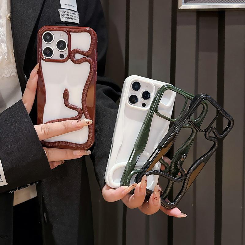 Überzug 3D Schlangenform Mode Hohl Hülle für iPhone 16 Pro Max 15 Pro 14 Plus 13 12 11 Stoßfeste weiche Silikon-Telefonabdeckung