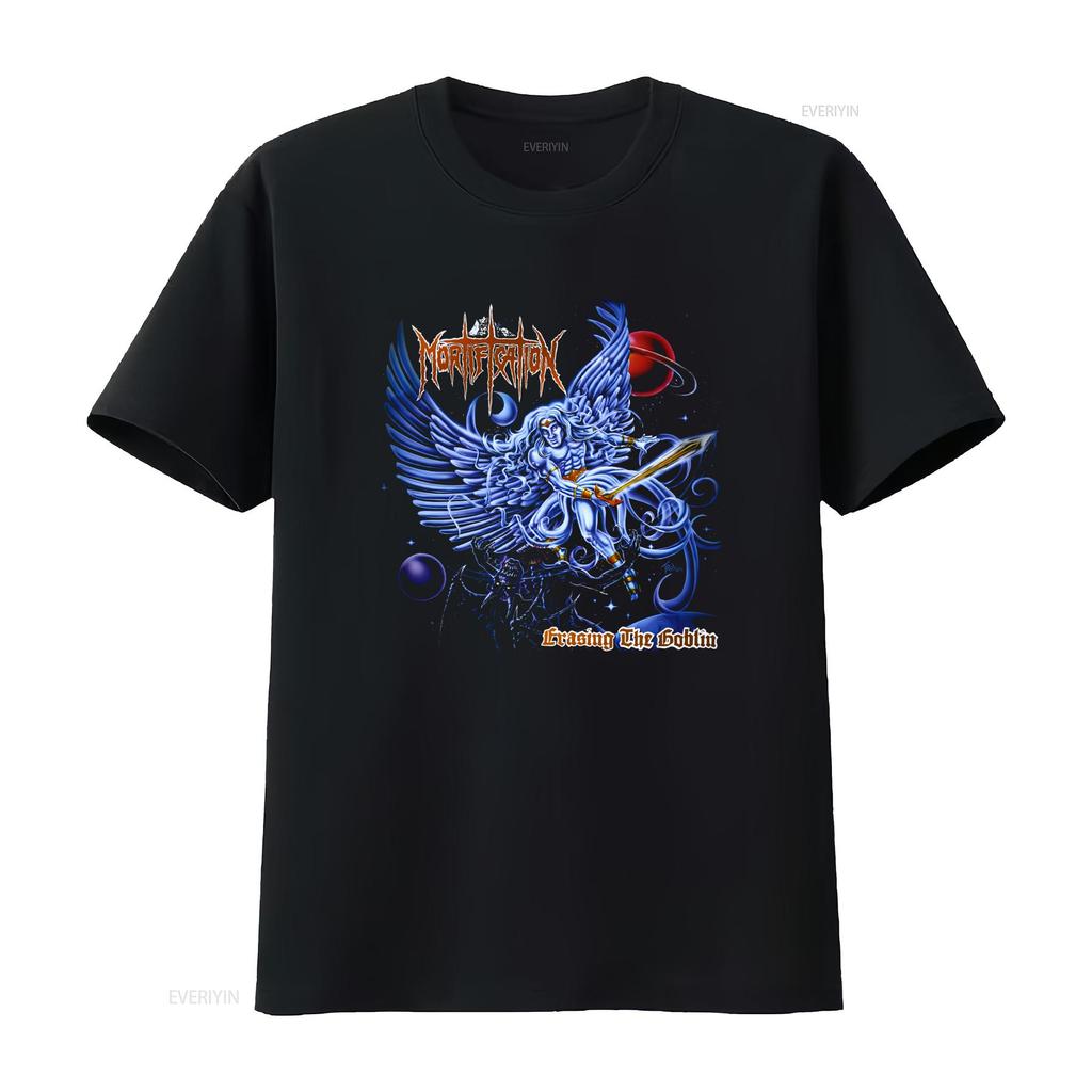 Mortification den Goblin Baumwolle Schwarz T-Shirt S 5XL PM1900 Langarm vintage Gewaschen Vielseitig Lässig Leicht
