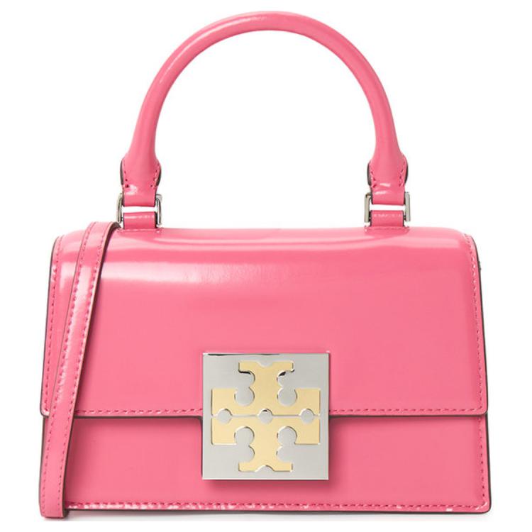 

Tory Burch Bon Bon Metallic Square Double T Logo Macaron Candy Color Flap Detachable Shoulder Strap Leather Mini Shoulder Crossbody Handbag 148865-650 Basic Set (Bag+Dust Bag)