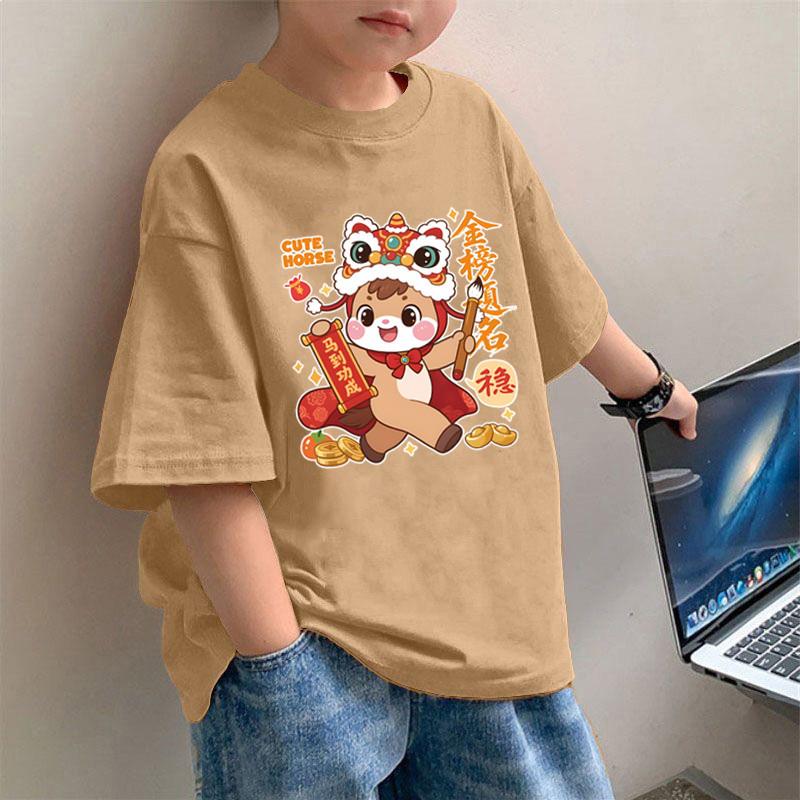 Children's clothing T-shirt retro printed fashionable red T-shirt