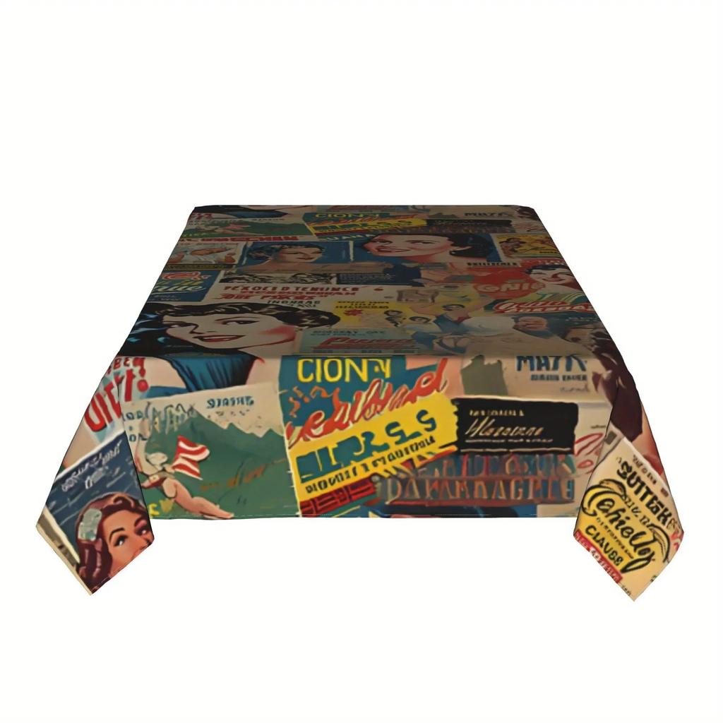 Tablecovers 1pc Retro 1960s Movie Poster Tablecloth Country Farmhouse Stylexzj