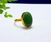Green Onyx Gemstone Ring, Oval Ring, Yellow Gold Ring, Handmade Ring, 925 Sterling Silver, Statement Jewelry