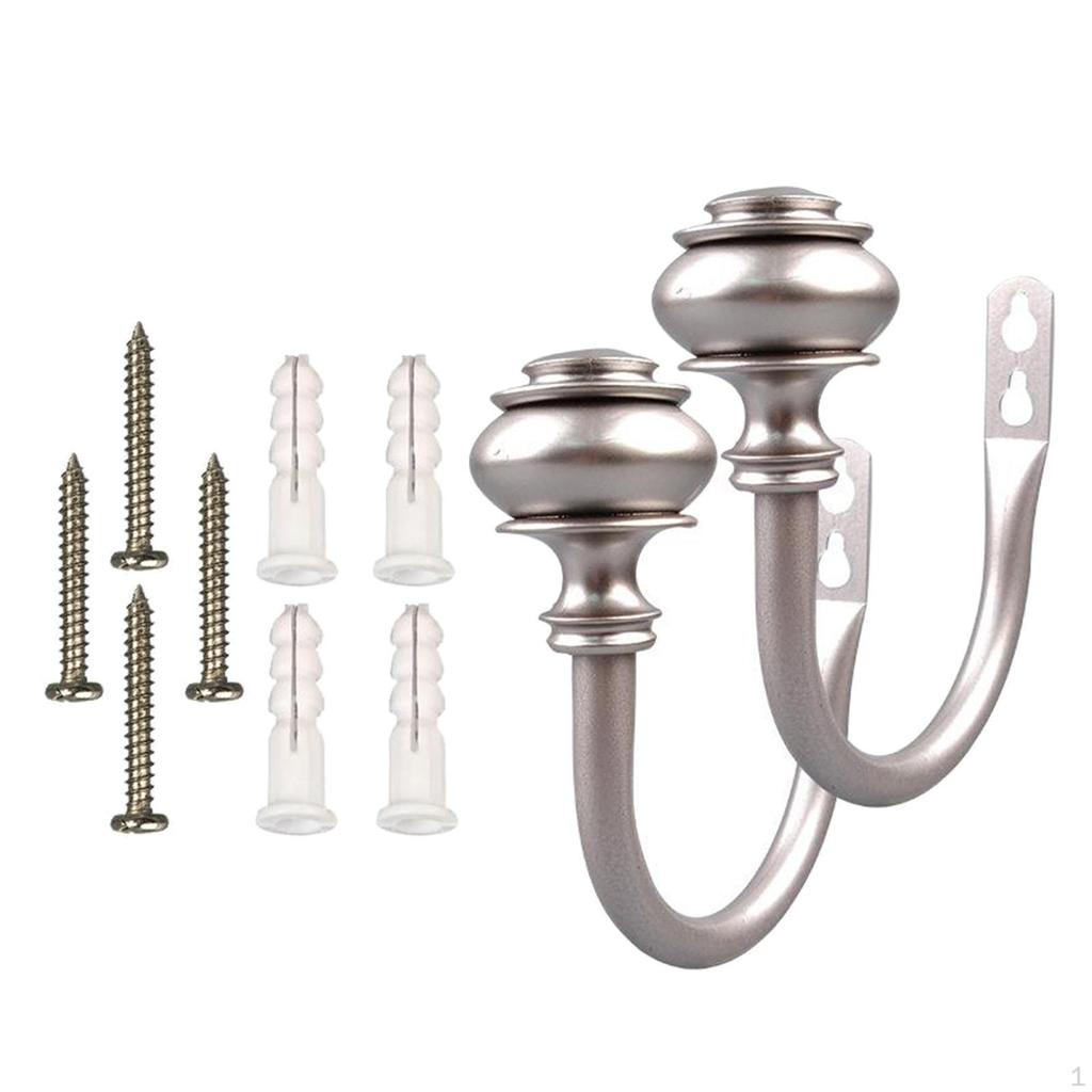 Buy 1Pair Curtain Rods Drapery Holdbacks Iron Holders Black at