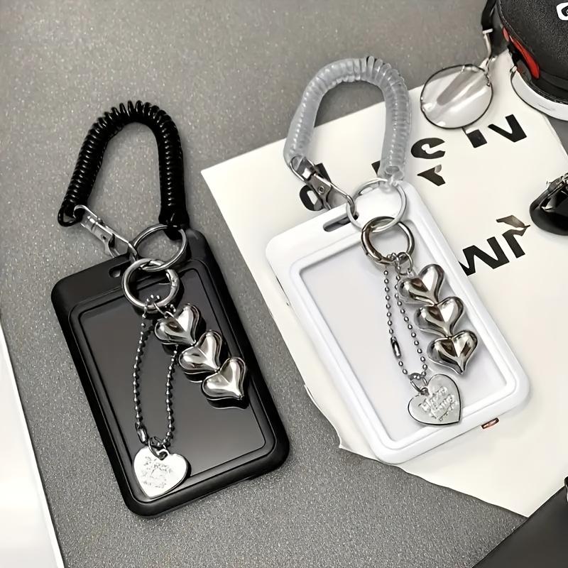 1pc Heart-shaped bus card holder with keychain, Office and schoo lID Protective Sleeve, Protect your bank card and IDProtected from da