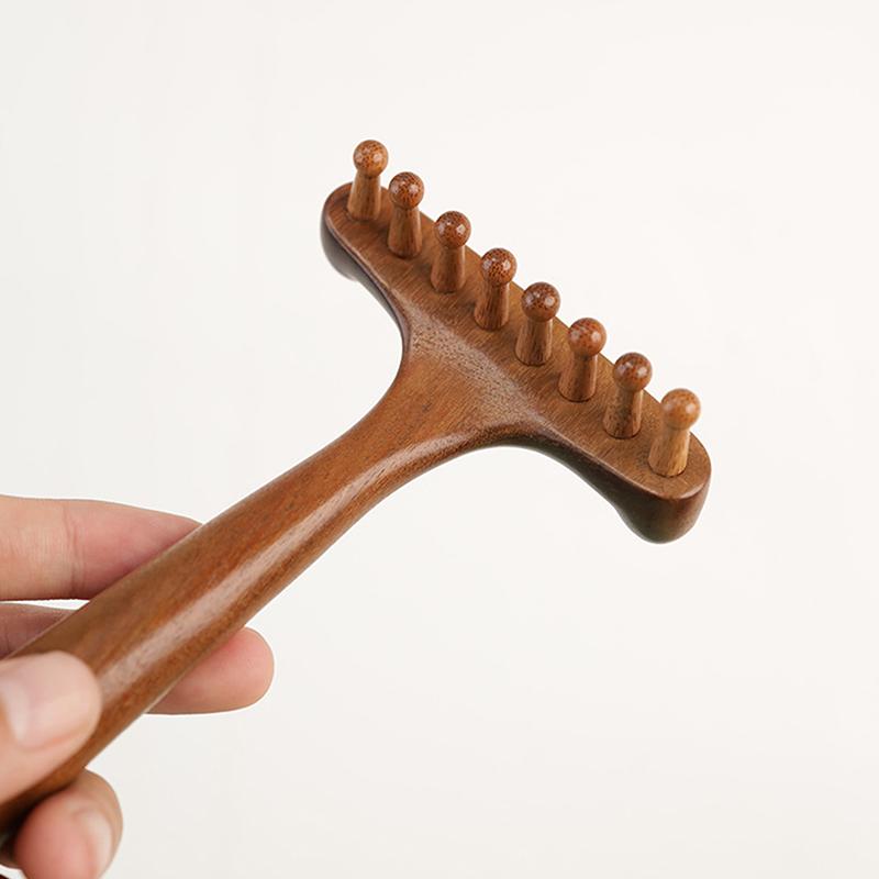 1 Pcs Portable Sandalwood Gua Sha Massage Brush Head Neck Abdominal Leg Body Meridian Massager Wooden Therapy Massage Tools