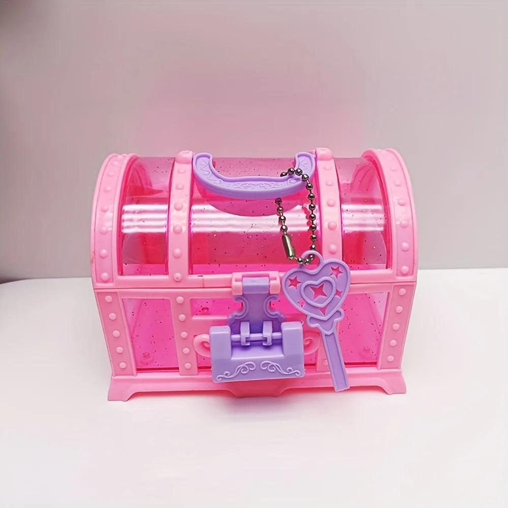 

With Lock Kids Jewelry Box Pink/Purple Treasure Chest Mini Box Cute Makeup Box For Children розовый