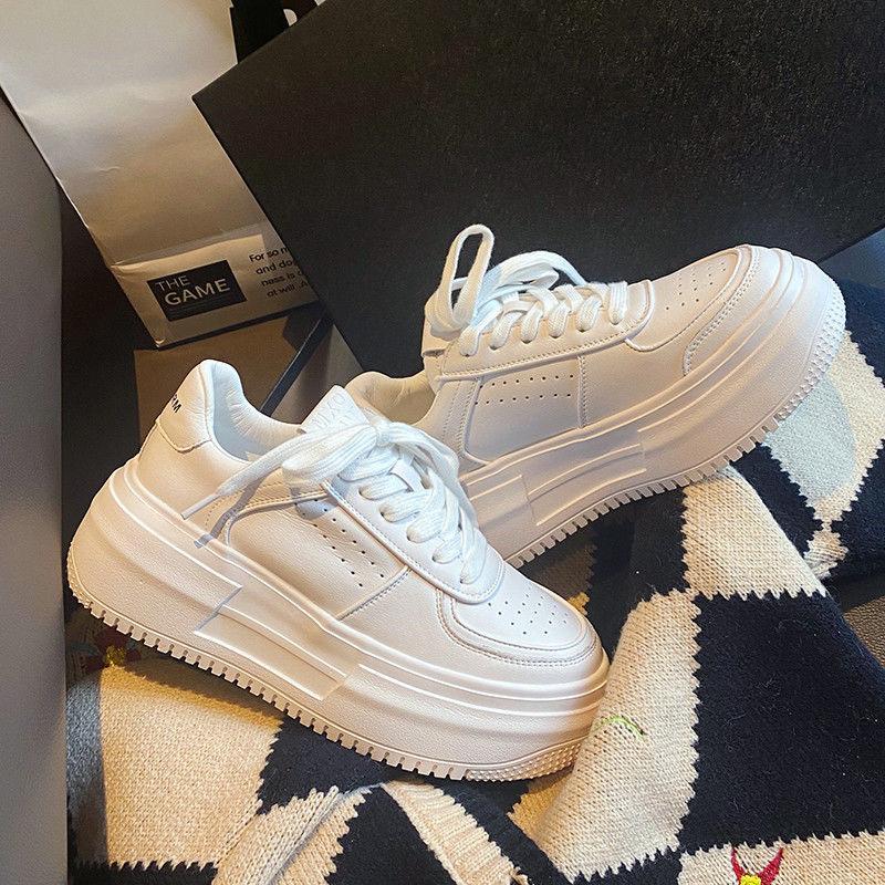 Women Sneakers 2025 Fashion Breathble Vulcanized Shoes Pu Leather Platform Shoes White Lace Up Casual Shoes Zapatos Mujer