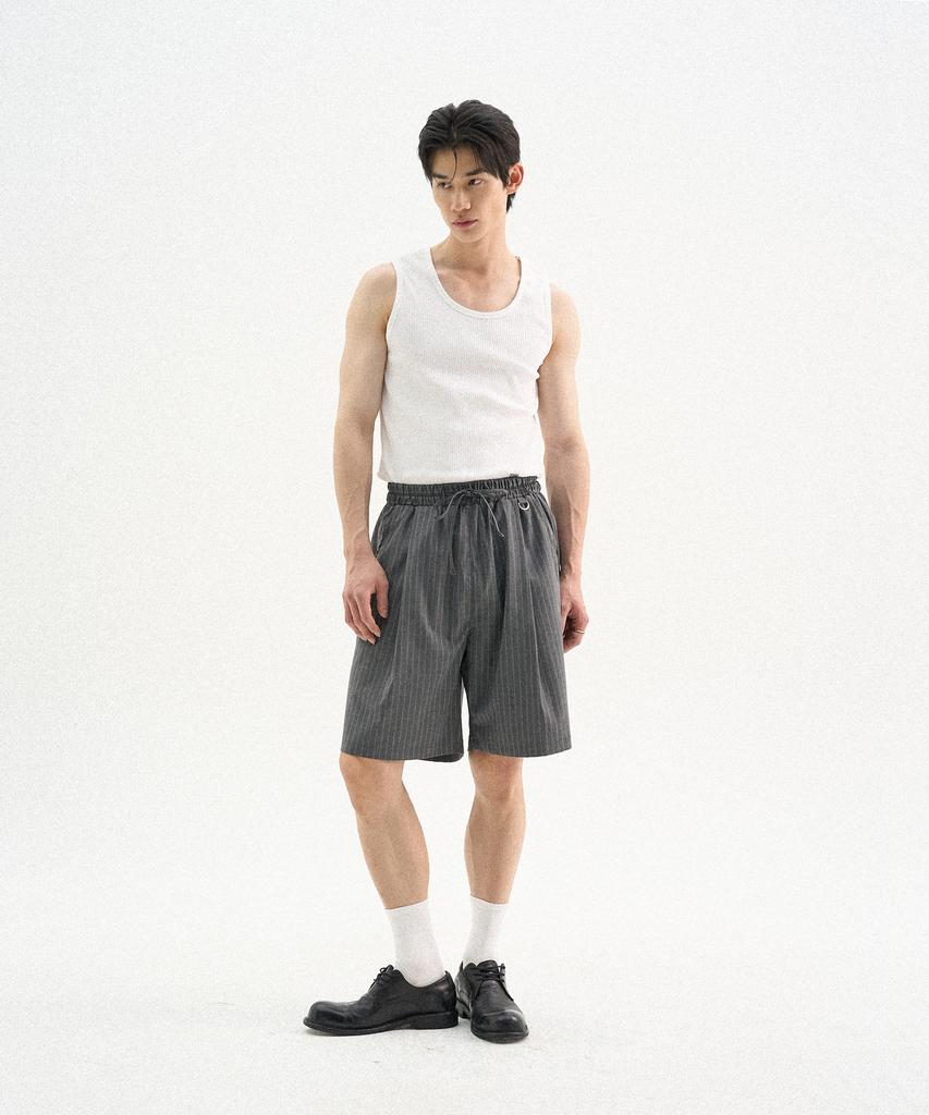 TRIP LE SENS Light Stripe Easy Elastic Half Pants_Gray
