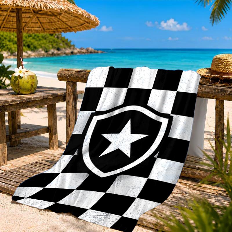 Shield With Star Emblem Printed Microfiber Beach Towel, Soft And Absorbent, Quick-Dry, Ideal for Summer Travel, Beach Essential, Swimming Pool