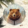 Metal Wind Chime with Rotating Brown Bear Design Outdoor Garden Decor Soothing Wind Powered Sound No Batteries Needed Handcrafted Gift