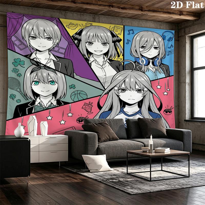 Las Quintillizas Esenciales Tapiz de Pared Colgante Estético para Pared Manta de Tela Impresa Tapices Decorativos para Dormitorio Sala de Estar Decoración del Hogar
