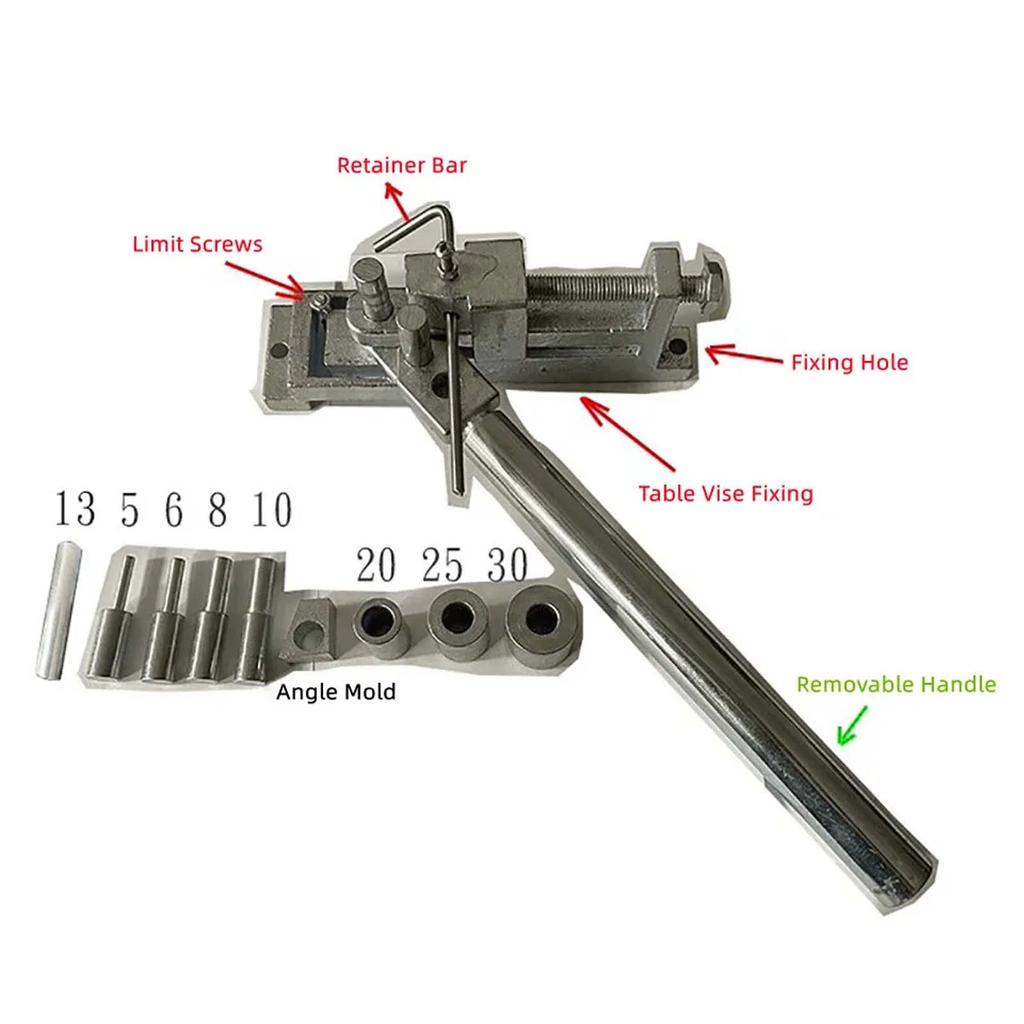 Manual Metal Bender, Small Flat Iron Round Steel Bar Plate Tube Rebar Bending Machine