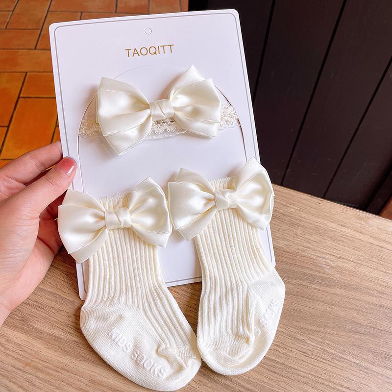 Baby Girl Socks Set Princess Full Moon 100 Days Photo Infant Socks Set Hair Accessories Baby Headband