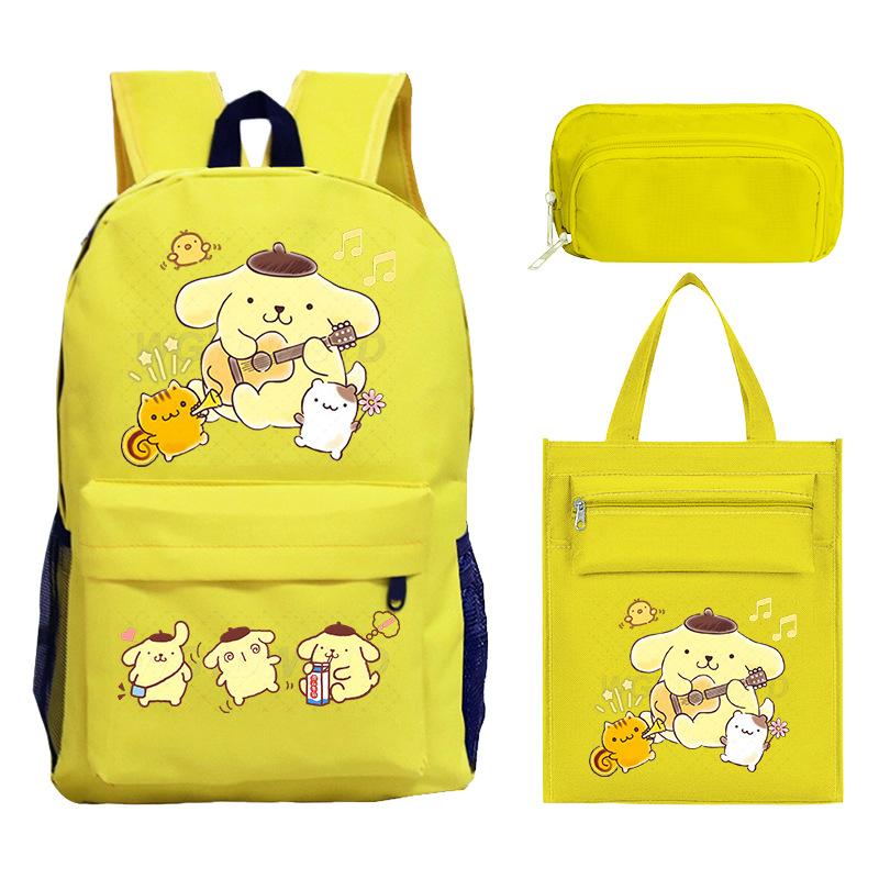 Pudding Dog Cartoon Children'S Schoolbag Three-Piece Set For Primary And Secondary School Students Versatile Backpack Tutoring Bag Pencil Case
