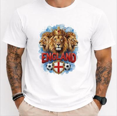 England World Cup Shirt, Three Lions Soccer Fan Tee, England Football Gift, British Pride Lion Graphic T-Shirt, St George's Cross Fan Top